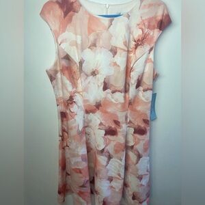 London Times Peach and Cream Watercolor Dress
